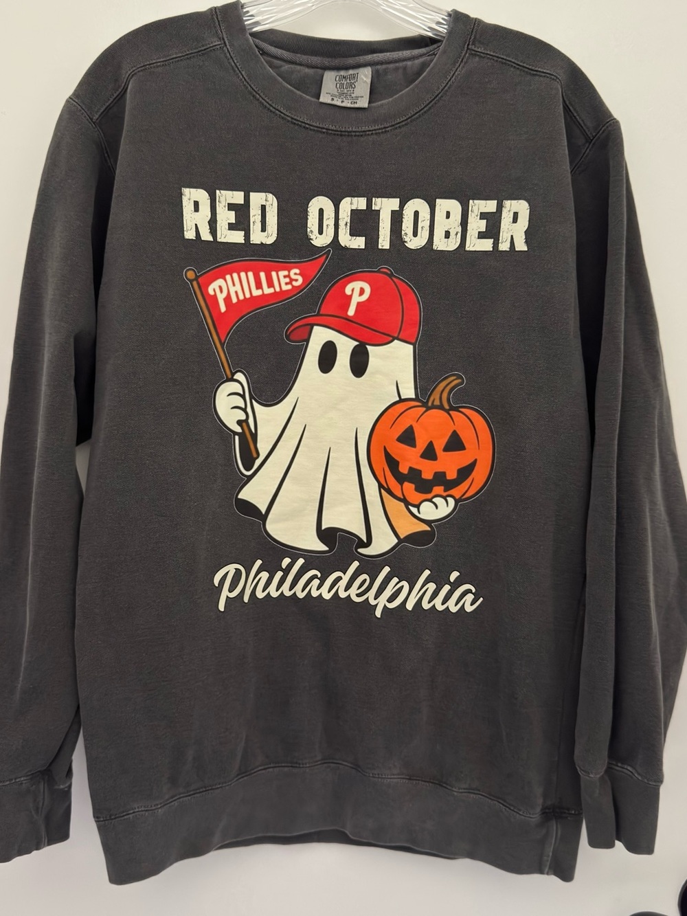 Comfort Colors Philadelphia 'Red October' Ghost Graphic Crewneck - Black & Red